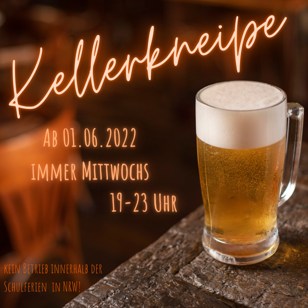 Werbungsflyer: Kellerkneipe, ab 01.06. immer Mittwochs von 19-23 Uhr